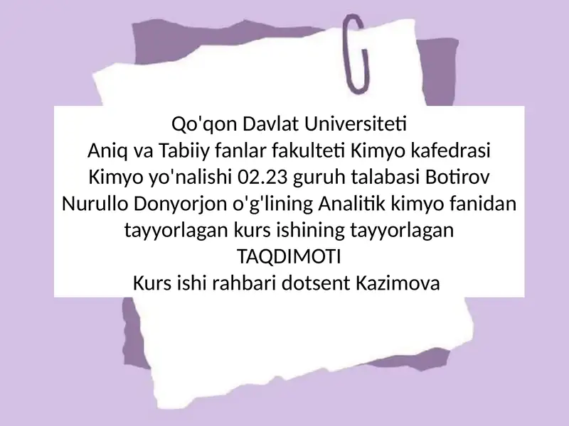 Analitik kimyo kursi 1