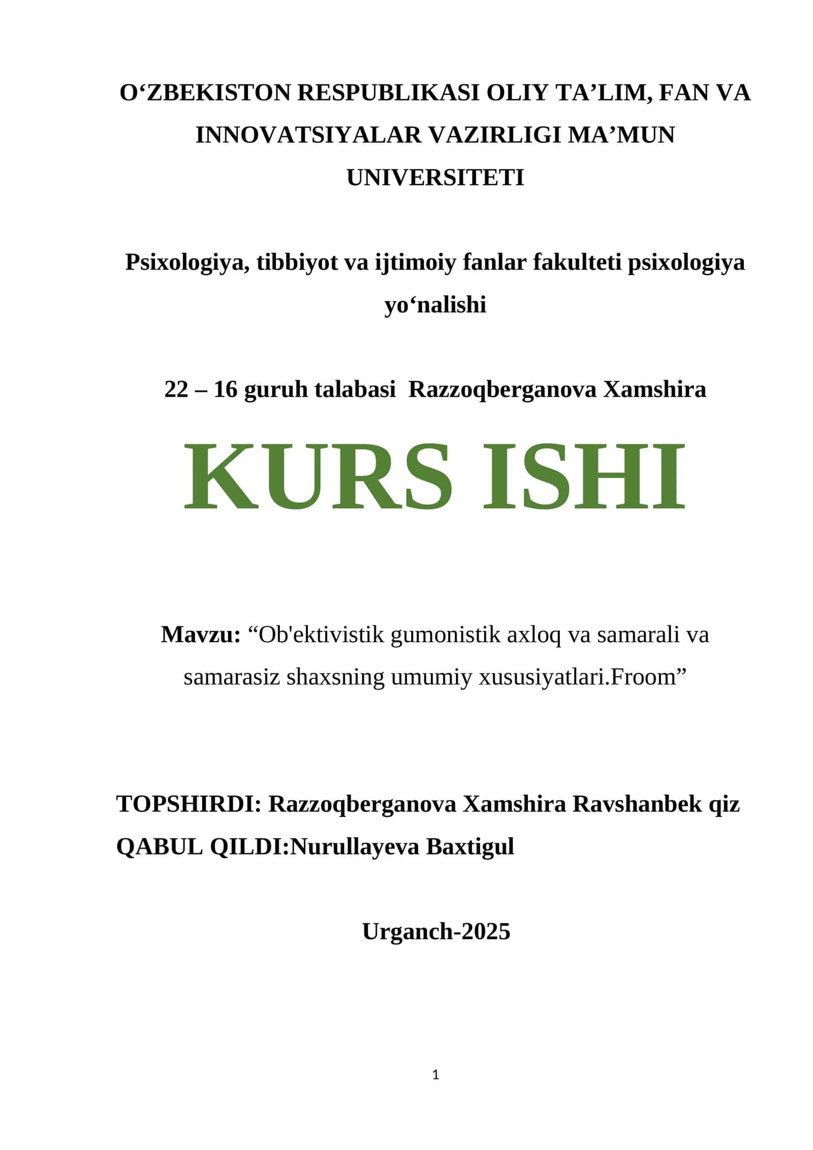 Ob'ektivistik gumonistik axloq va samarali va samarasiz shaxsning umumiy xususiyatlari.Froom 1