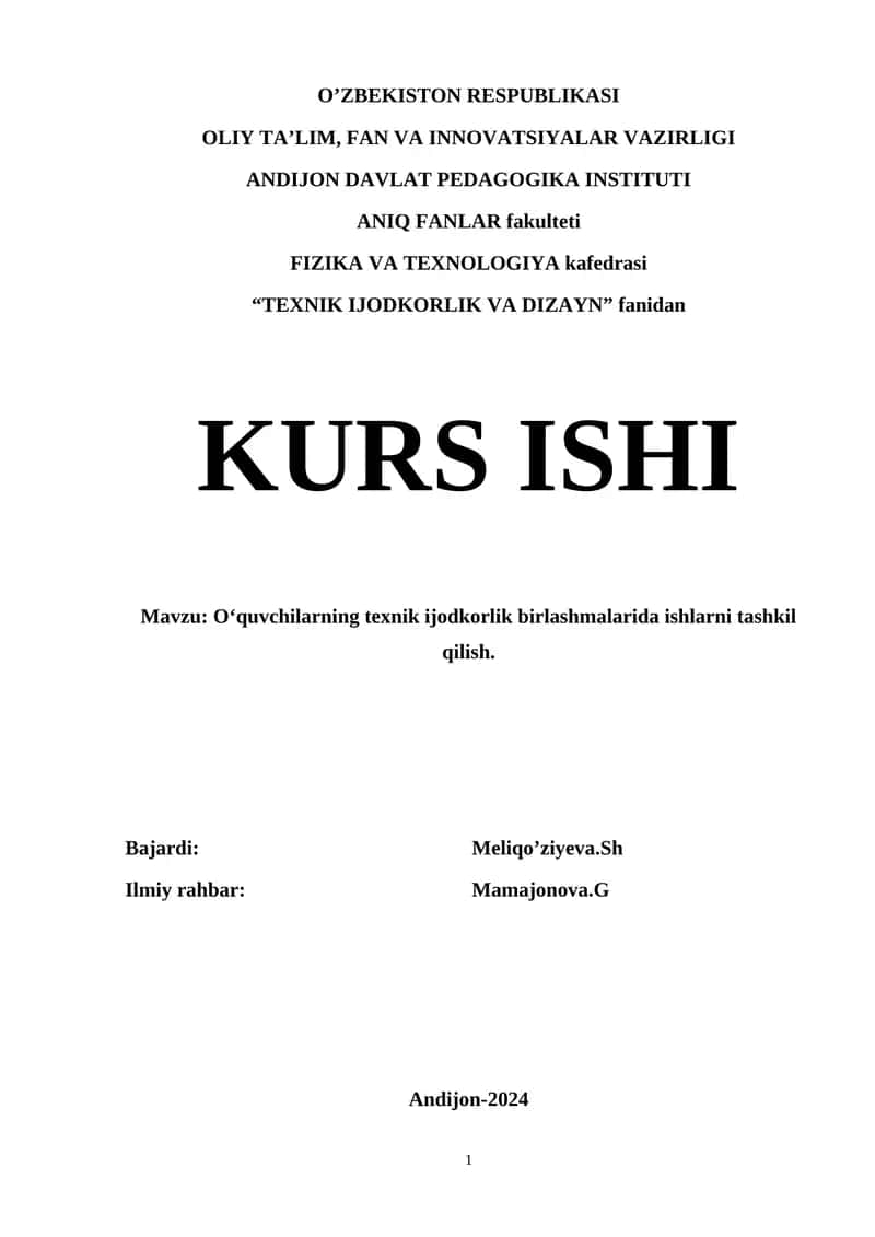 О‘quvchilarning texnik ijodkorlik birlashmalarida ishlarni tashkil qilish 1