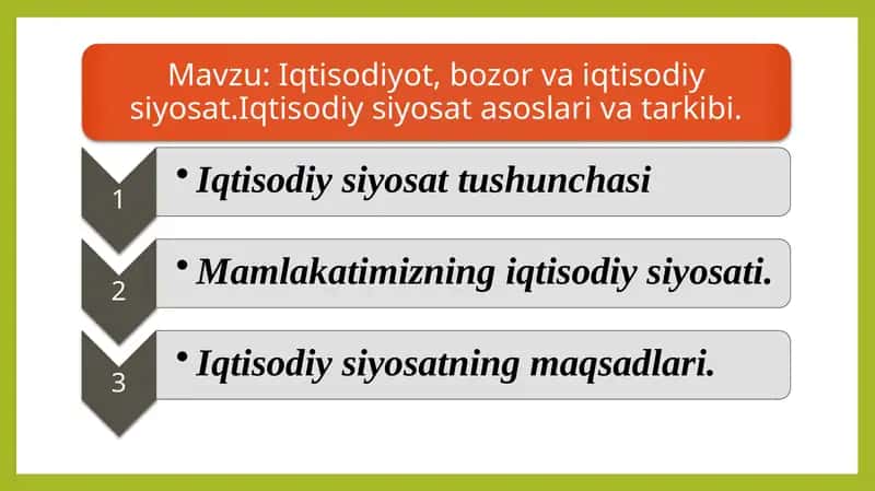 Davlatning iqtisodiy so'zining asosiy maqsadi 1