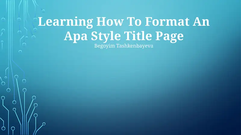 APA Style Title Page Formatting 1