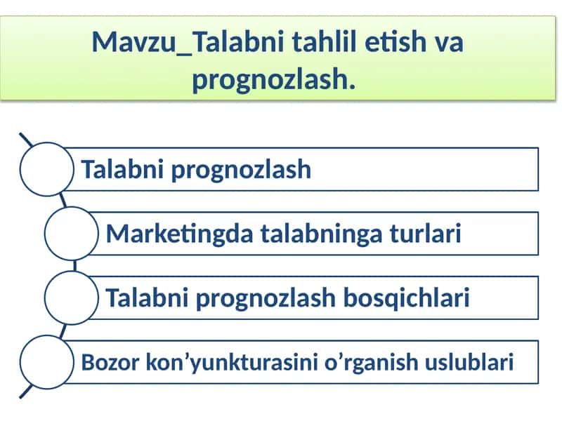 Talabni tahliletish va prognnozlash 1