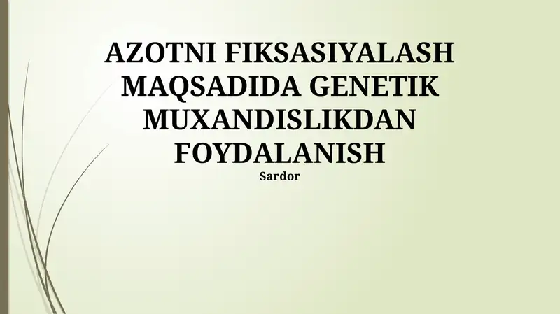 Azotni Fiksasiyalash Maqsadida Genetik Muxandislikdan Foydalanish 1
