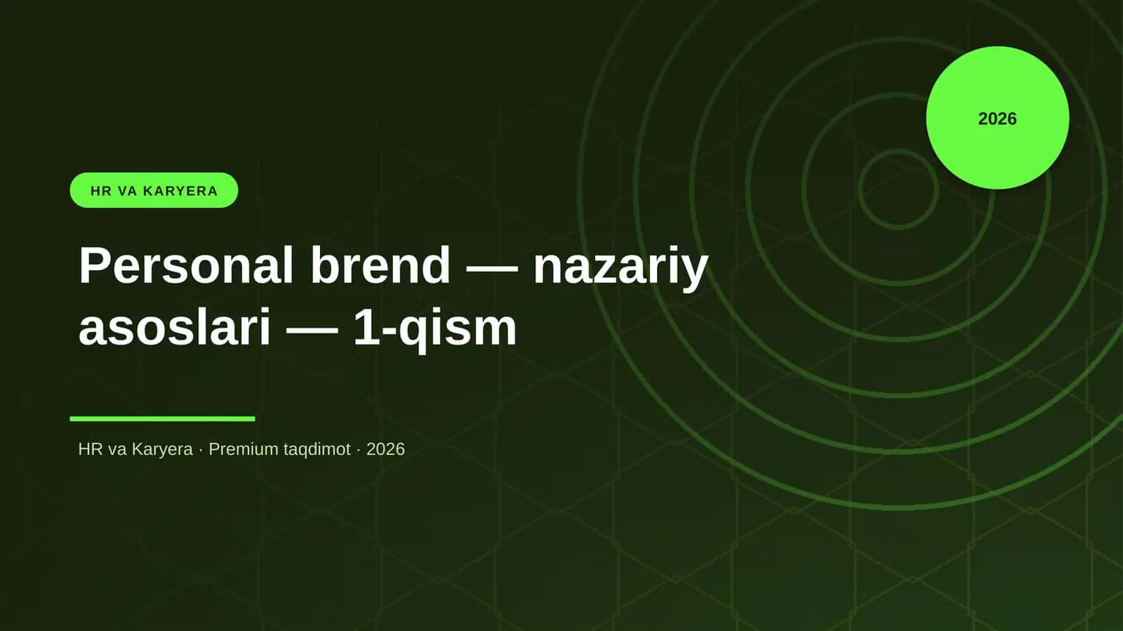 Personal brend — nazariy asoslari — 1-qism 1