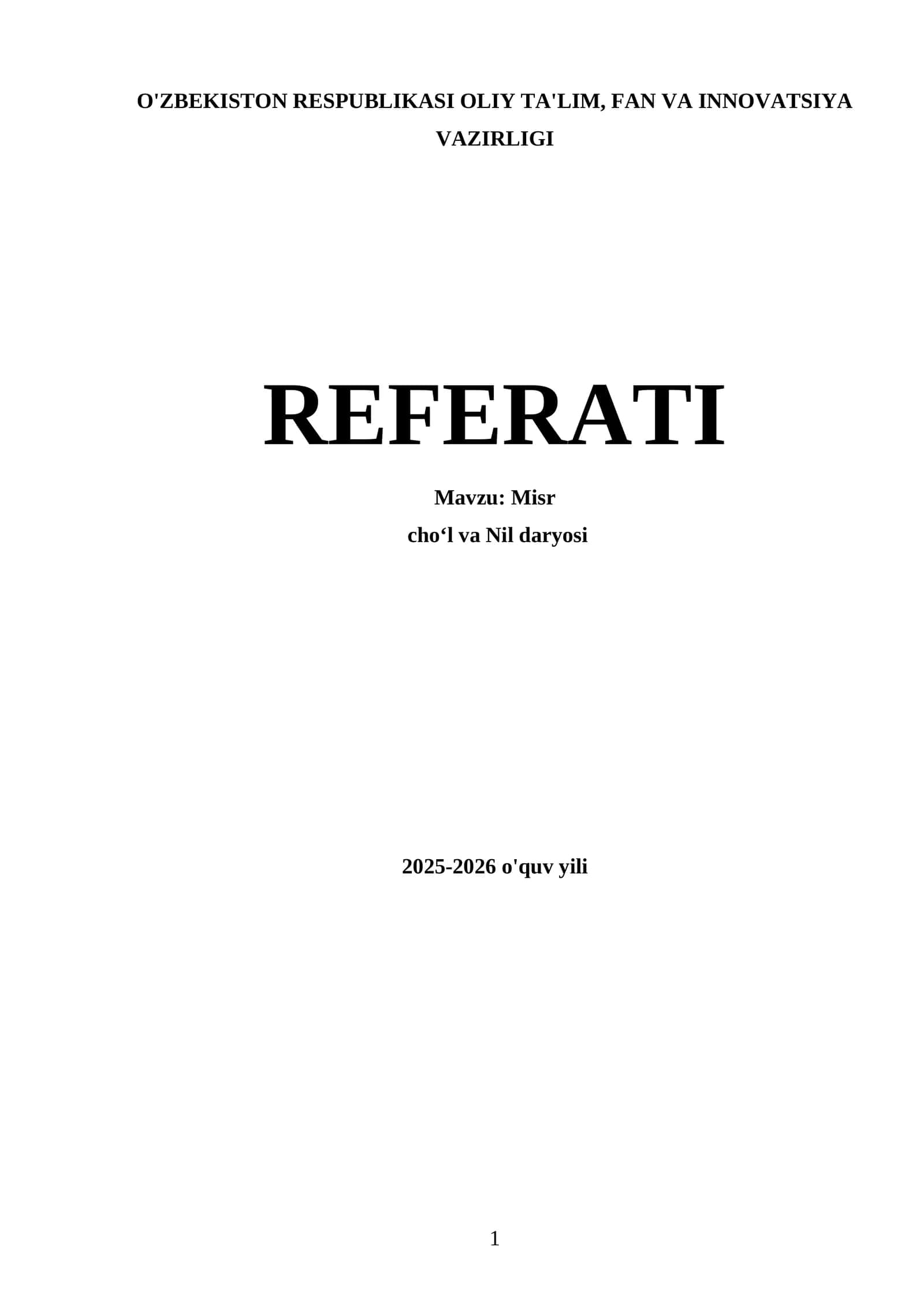 Misr choʻli va Nil daryosi 1