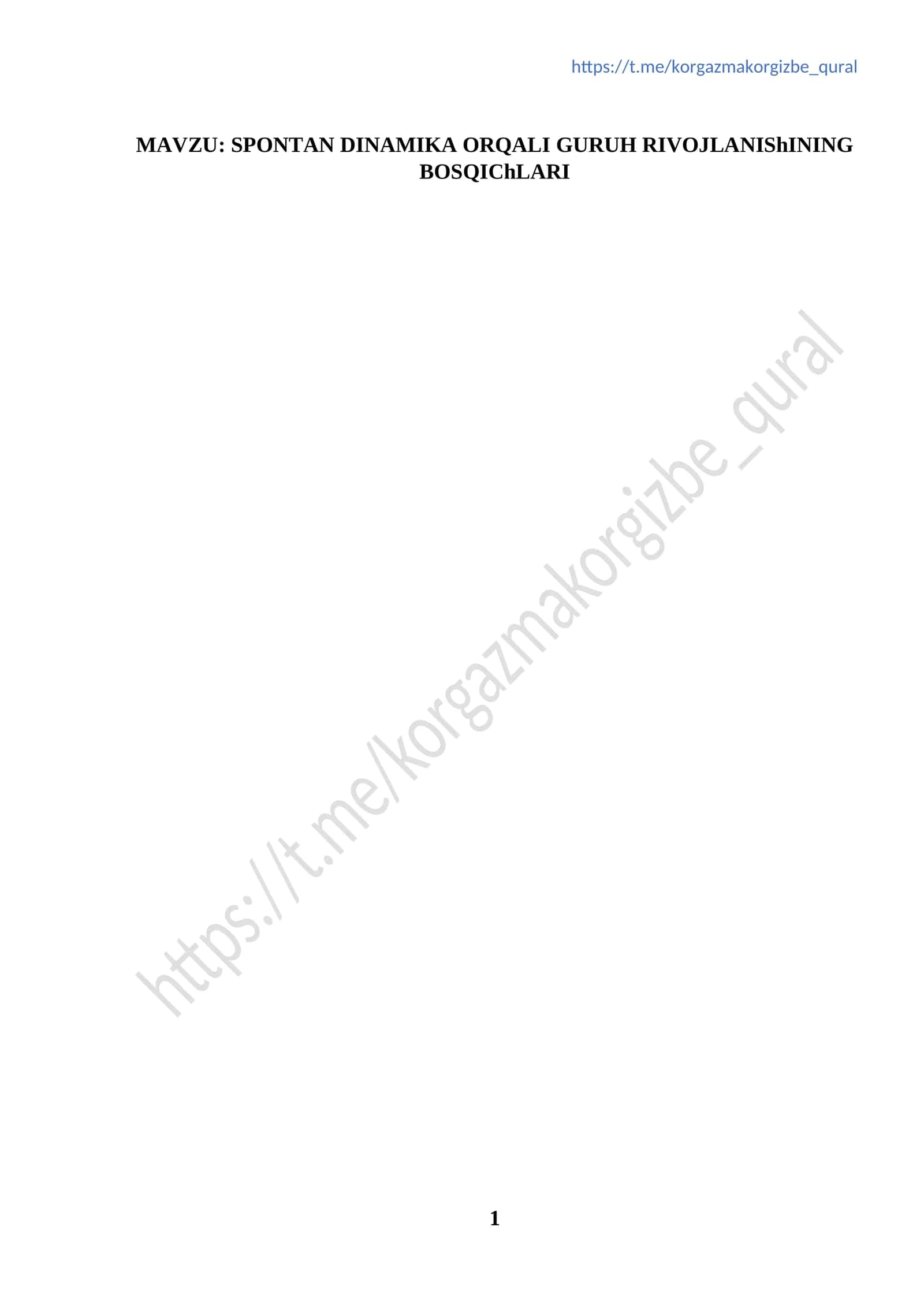 Spontan dinamika orqali guruh rivojlanishining bosqichlari 1