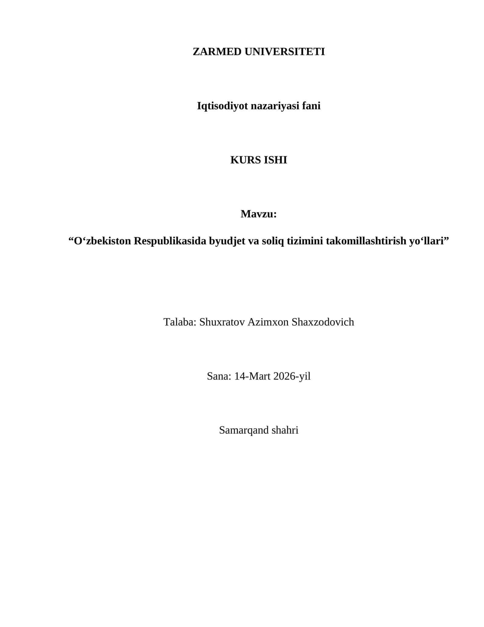 ZARMED UNIVERSITETI 1