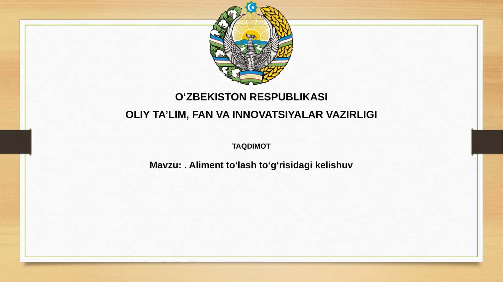 Aliment to'lash majburiyatlari va miqdori 1