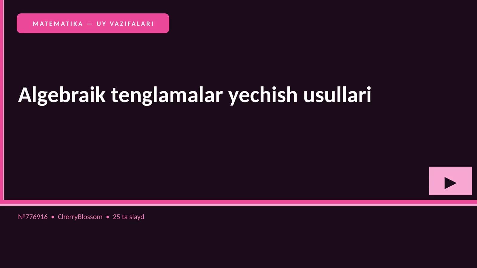Algebraik tenglamalar yechish usullari 1