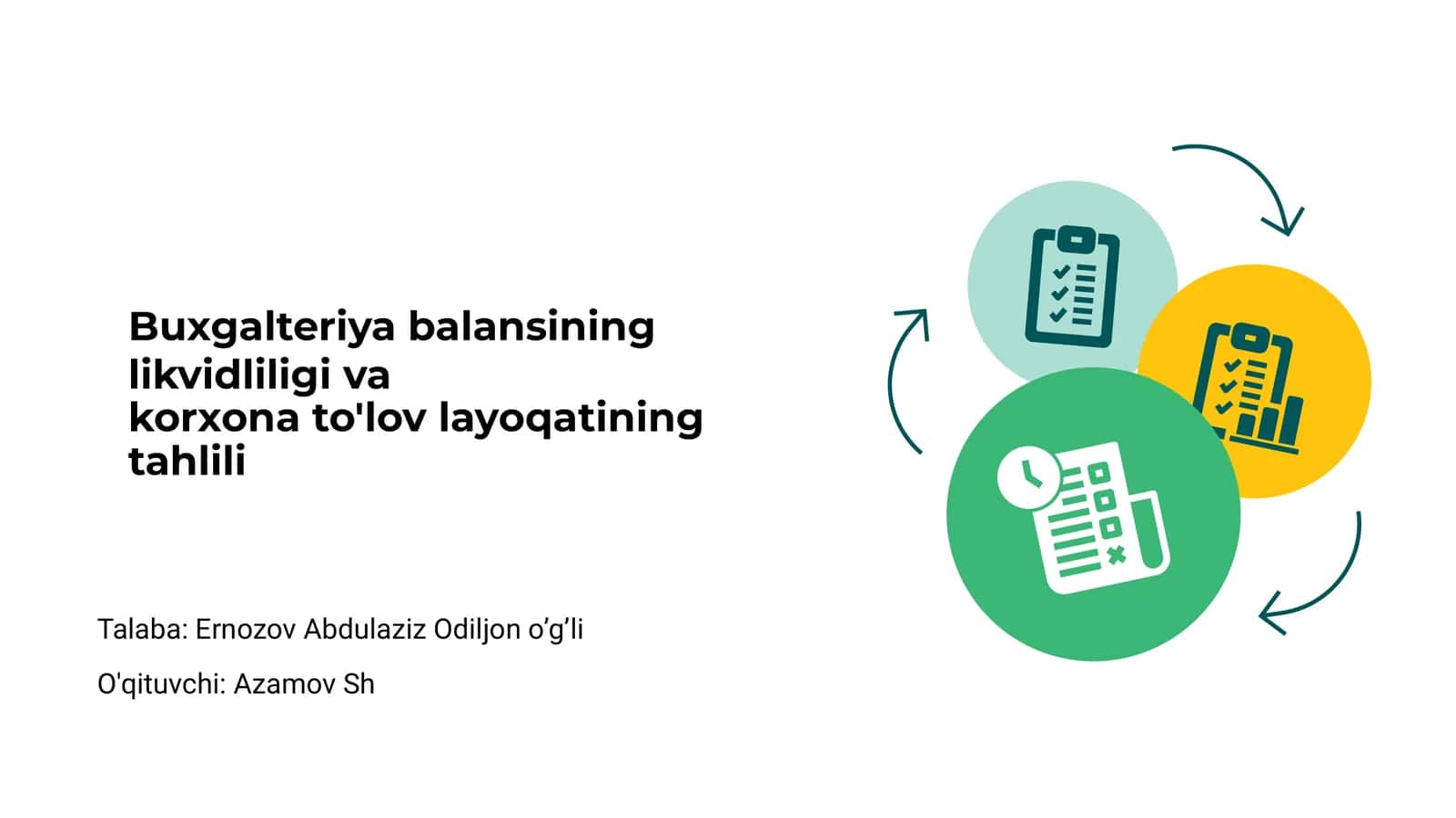 Buxgalteriya balansining likvidliligi va korxona to'lov layoqatining tahlili 1