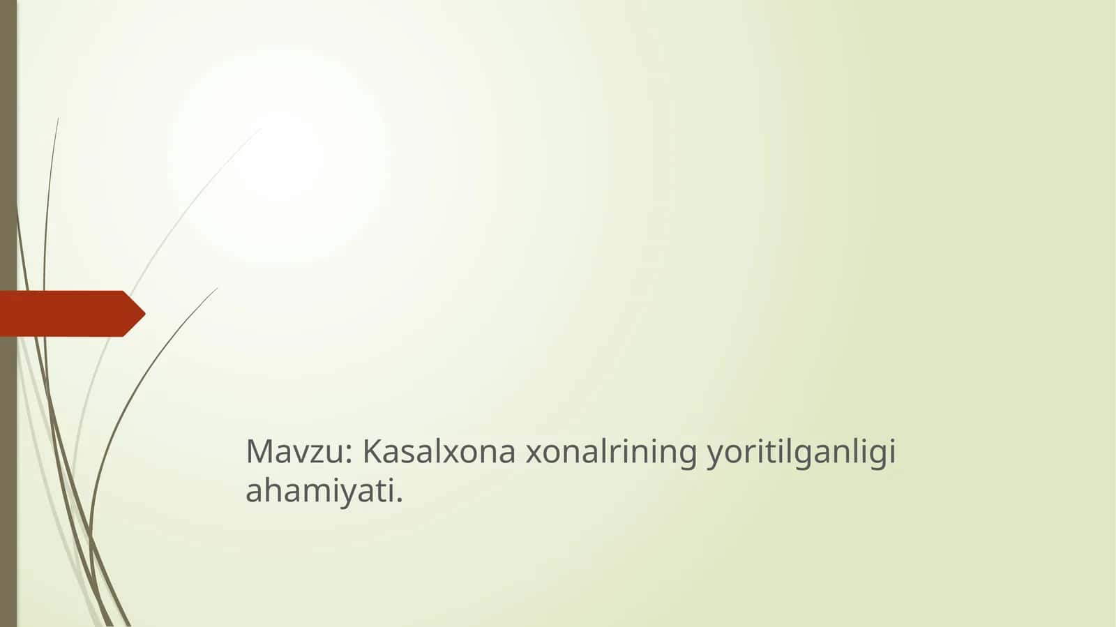 Kasalxonaxonalrining yoritilganligi ahamiyati 1