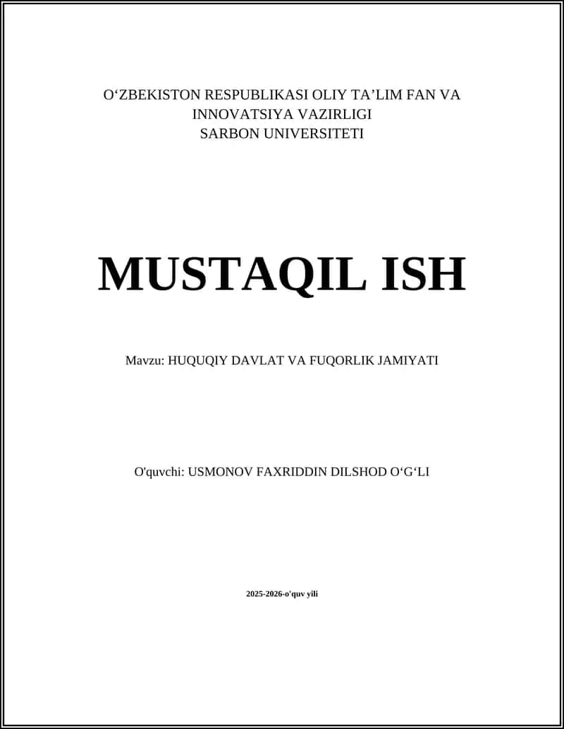 HUQUQIY DAVLAT VA FUQORLIK JAMIYATI 1