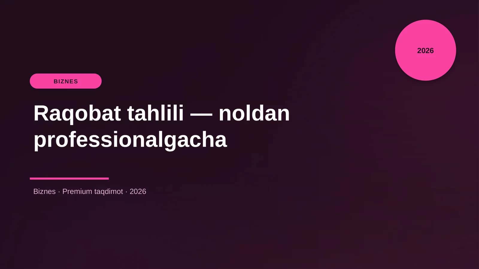 Raqobat tahlili — noldan professionalgacha 1