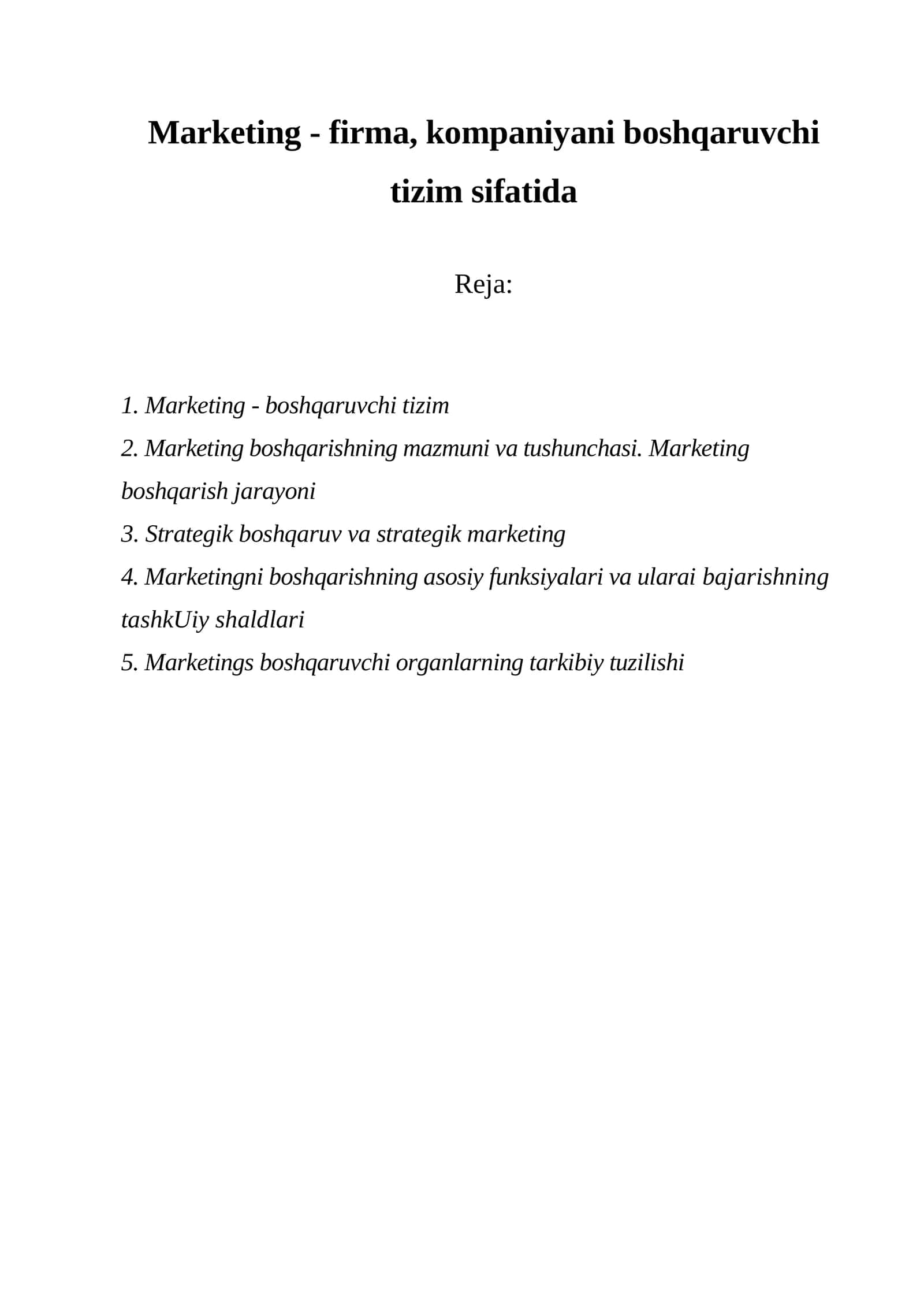 Marketing - boshqaruvchi tizim 1