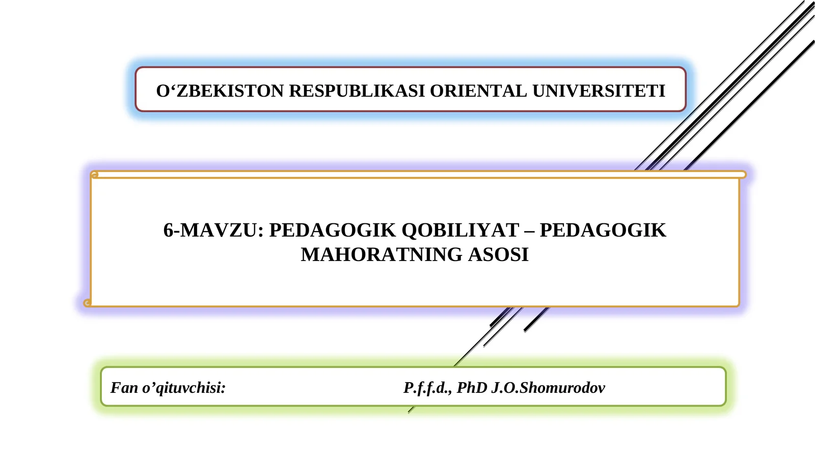 PEDAGOGIK QOBILIYAT – PEDAGOGIK MAHORATNING ASOSI 1