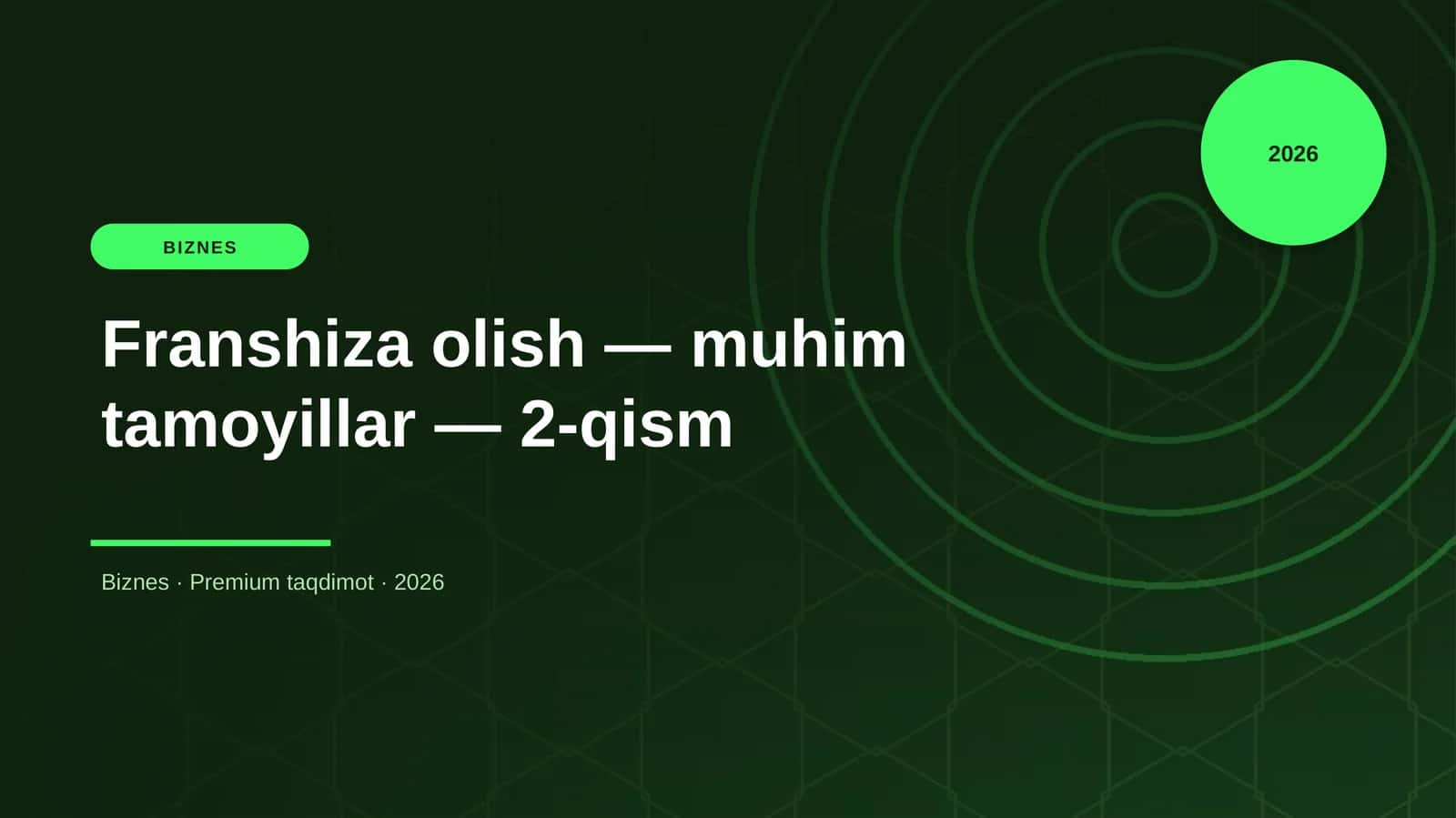 Franshiza olish — muhim tamoyillar — 2-qism 1