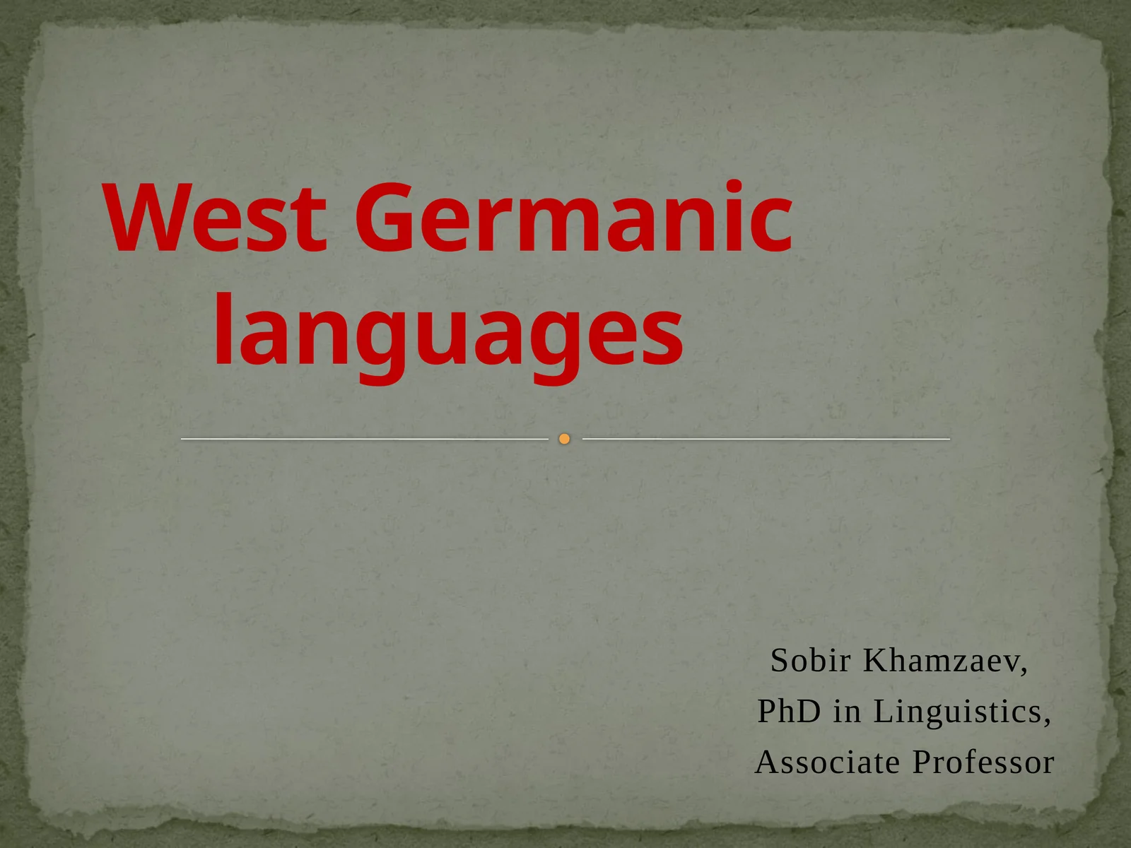West Germanic languages 1