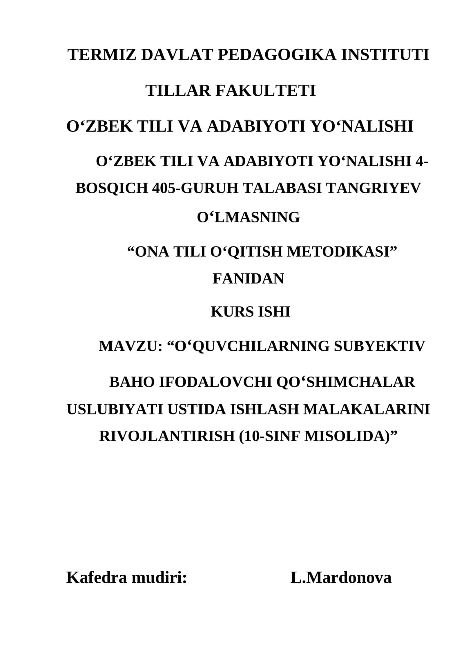 O‘QUVCHILARNING SUBYEKTIV BAHO IFODALOVCHI QO‘SHIMCHALAR USLUBIYATI USTIDA ISHLASH MALAKALARINI RIVOJLANTIRISH 1