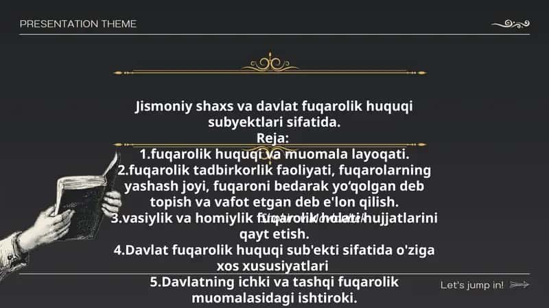 Jismoniy shaxs va davlat fuqarolik huquqi subyektlari sifatida 1