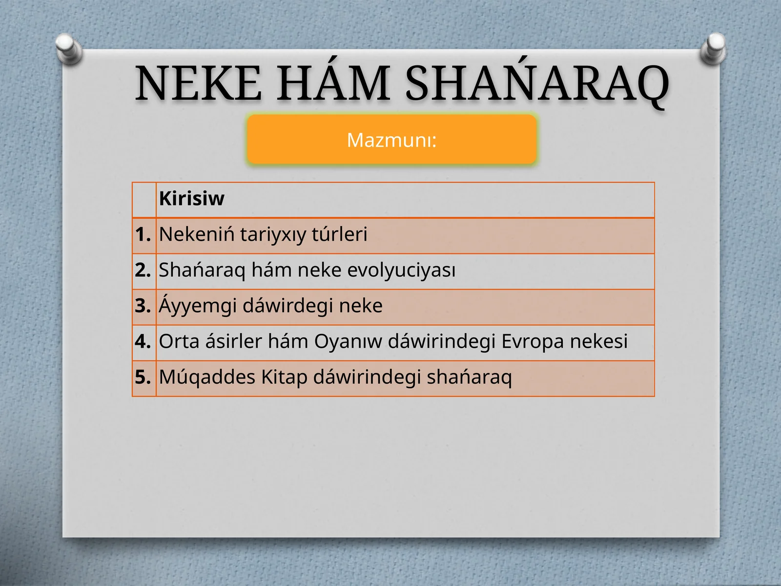 NEKE HÁM SHAŃARAQ 1