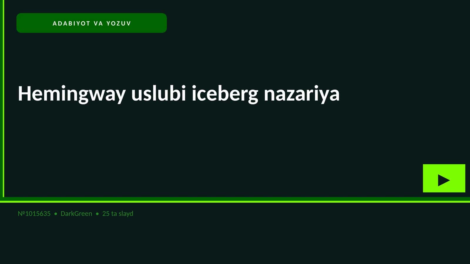 Hemingway uslubi iceberg nazariya 1