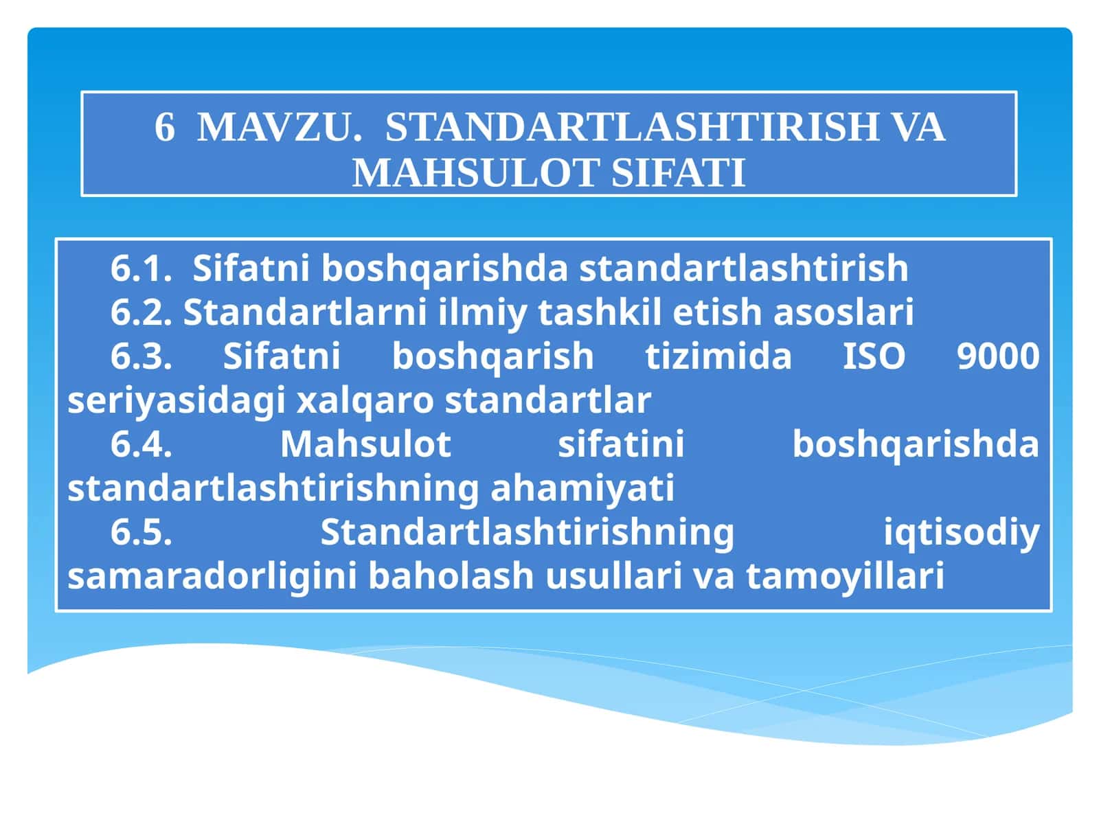 Standartlashtirish va mahsulot sifati 1