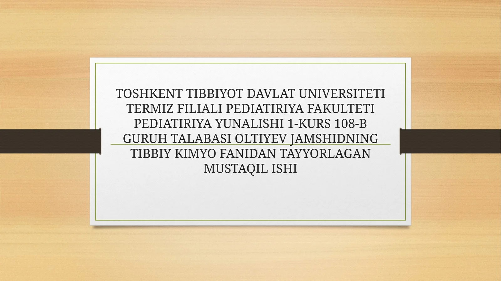 Tibbiy kimyo fanidan mustaqil ishi 1