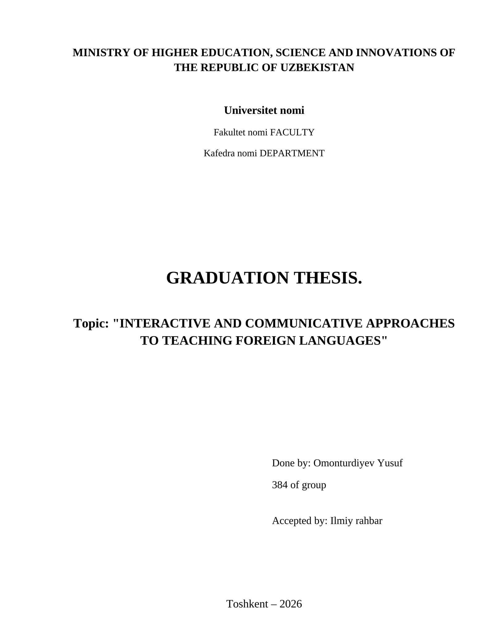 Interactive and communicative approaches to teaching foreign languages 1