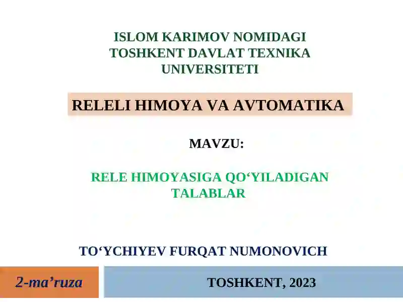 RELELI HIMOYA VA AVTOMATIKA