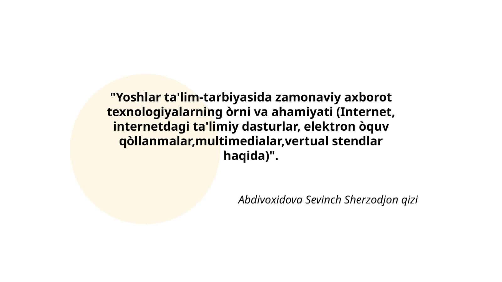 Yoshlar ta'lim-tarbiyasida zamonaviy axborot texnologiyalarning òrni va ahamiyati 1