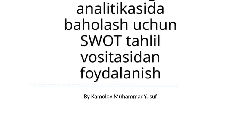 Marketing analitikasida SWOT tahlil 1