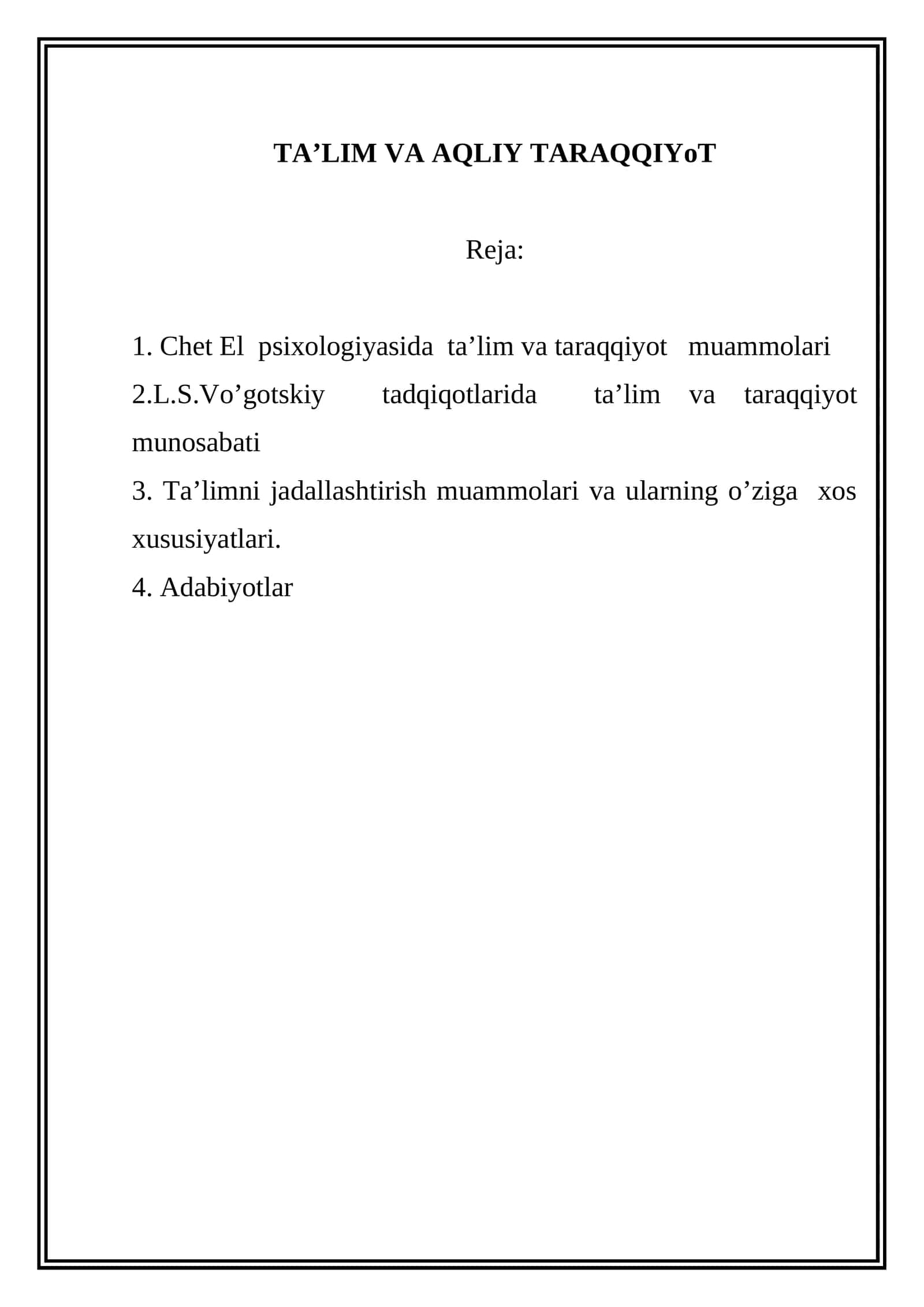 TA’LIM VA AQLIY TARAQQIYoT 1