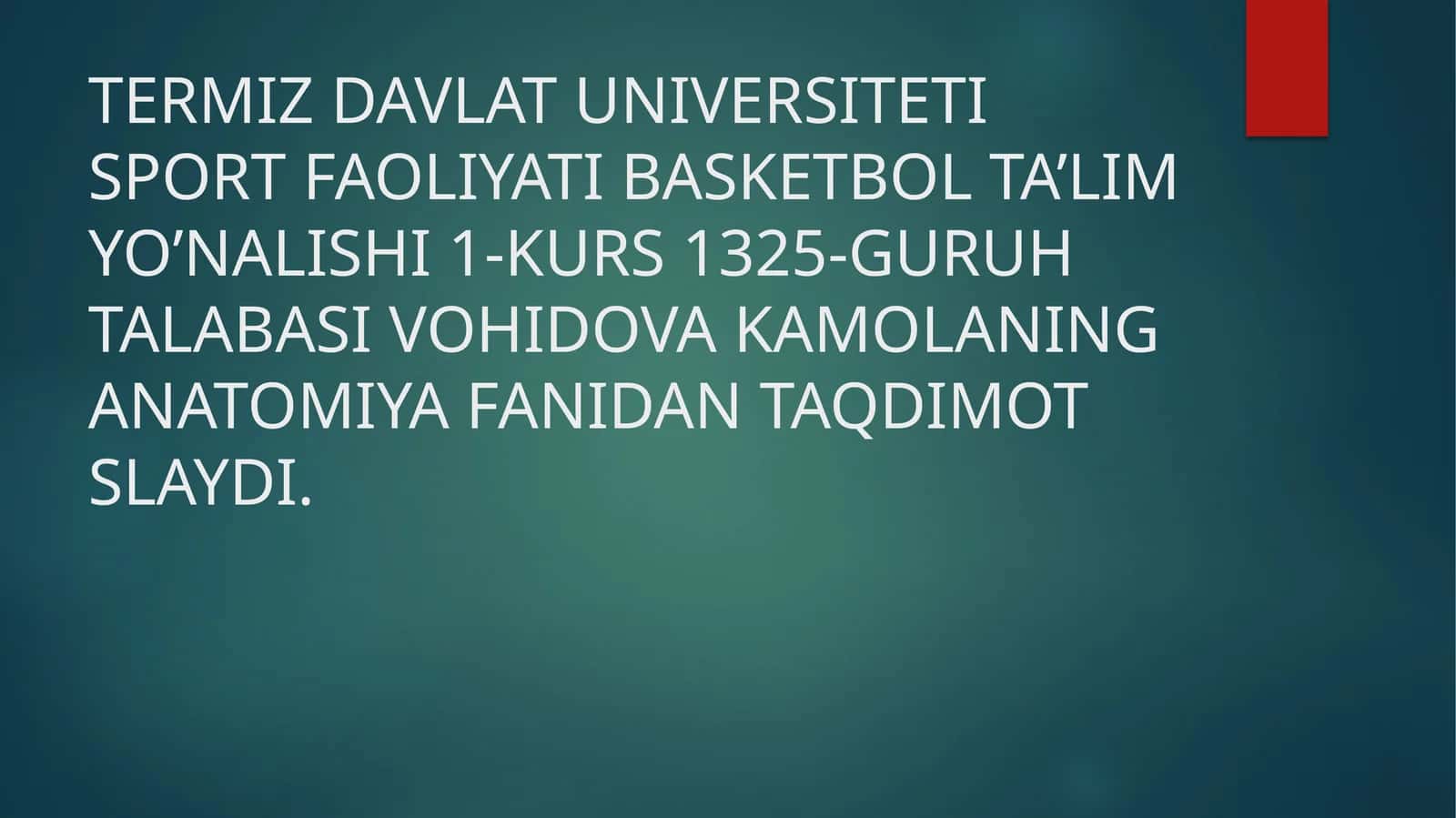 Basketbol Ta’lim Yo’nalishi 1-kurs - Nafas olish organlari tuzilishi 1