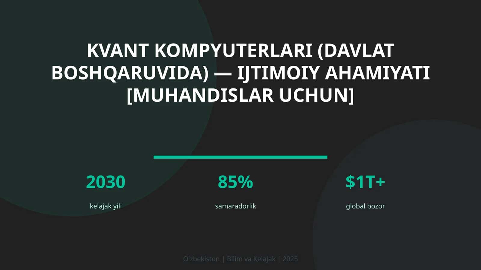 Kvant kompyuterlari (davlat boshqaruvida) — ijtimoiy ahamiyati [muhandislar uchun] 1