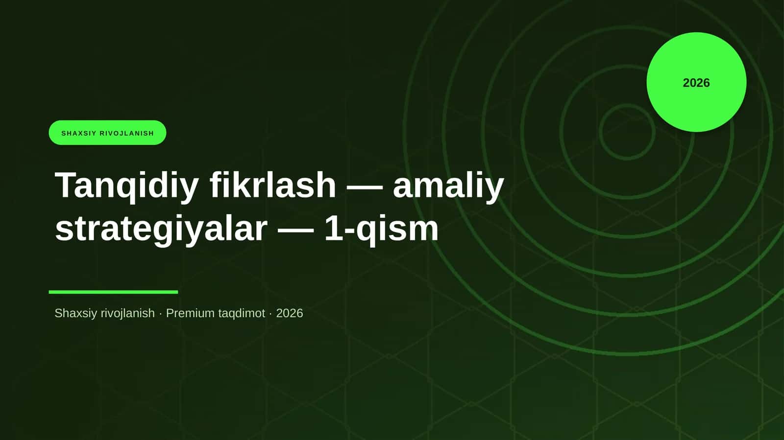 Tanqidiy fikrlash — amaliy strategiyalar — 1-qism 1