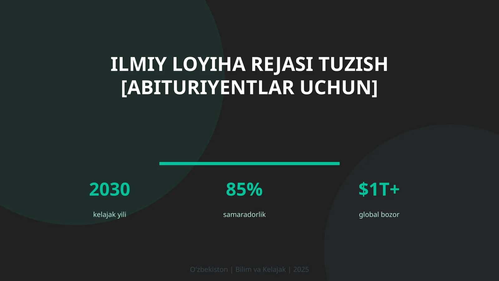 Ilmiy loyiha rejasi tuzish [abituriyentlar uchun] 1