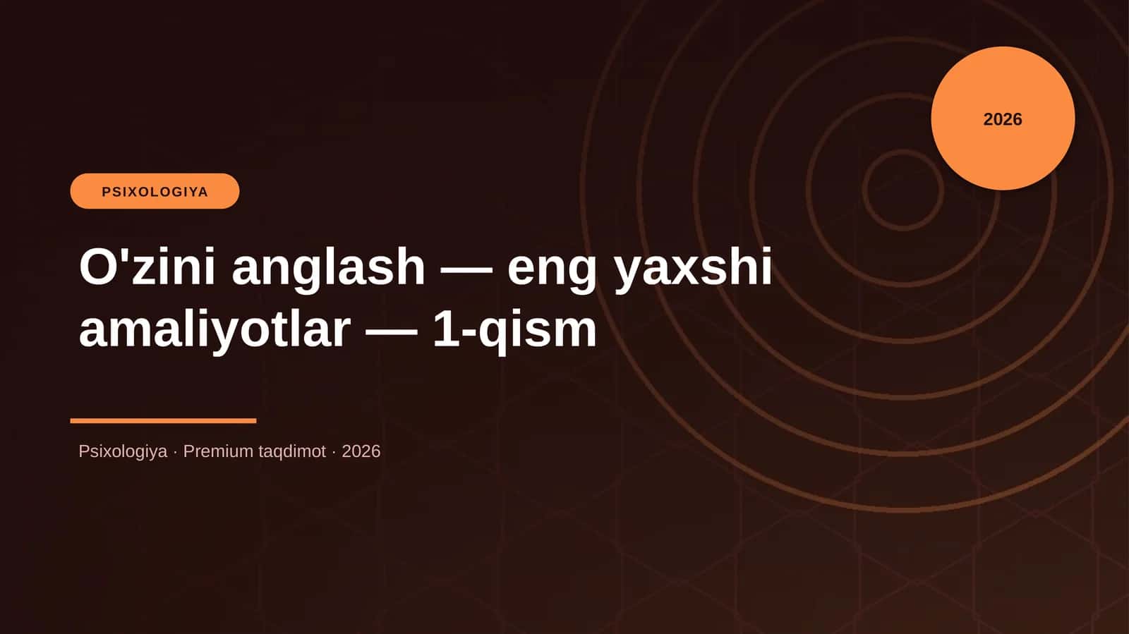 O'zini anglash — eng yaxshi amaliyotlar — 1-qism 1