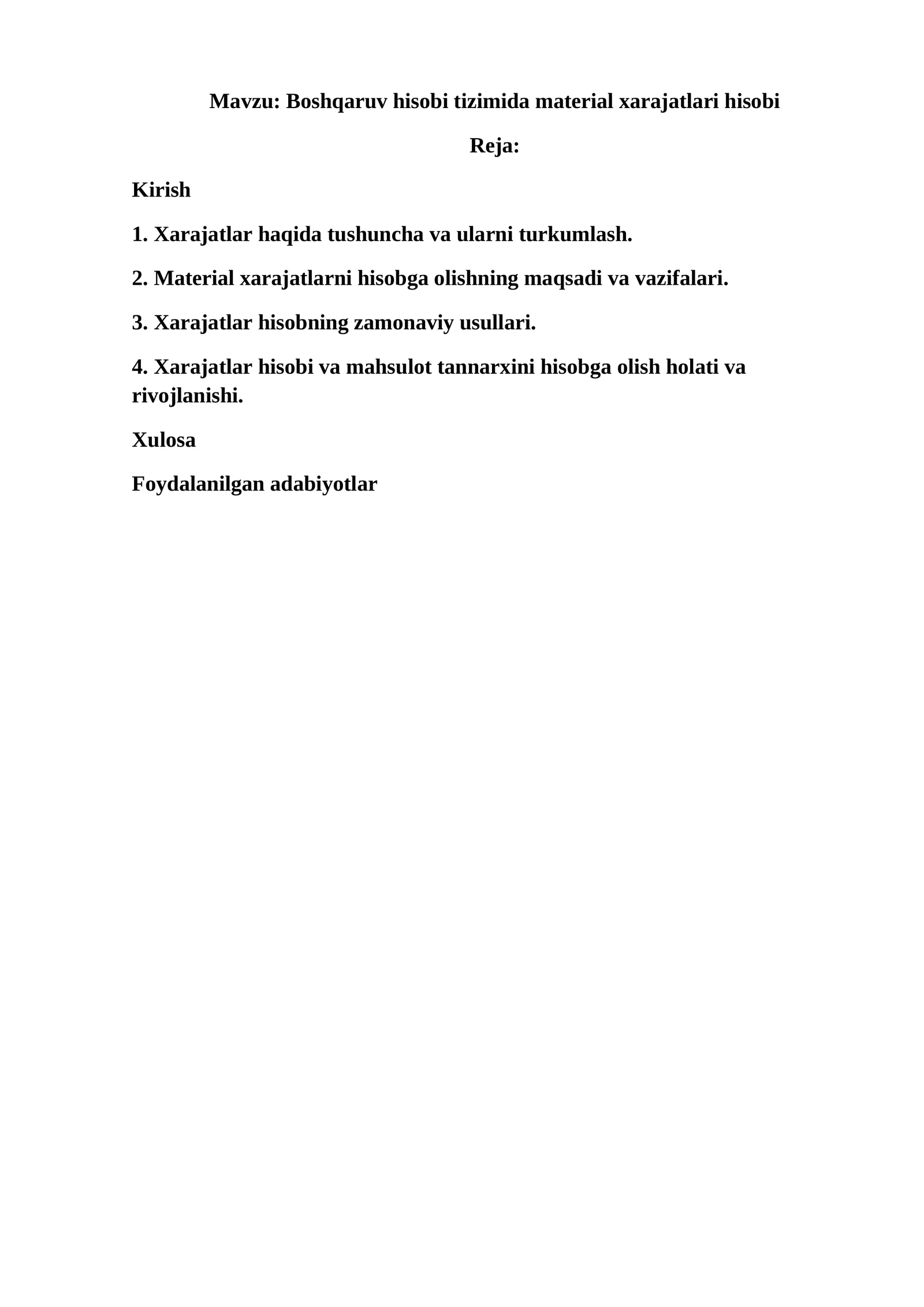 Boshqaruv hisobi tizimida material xarajatlari hisobi 1