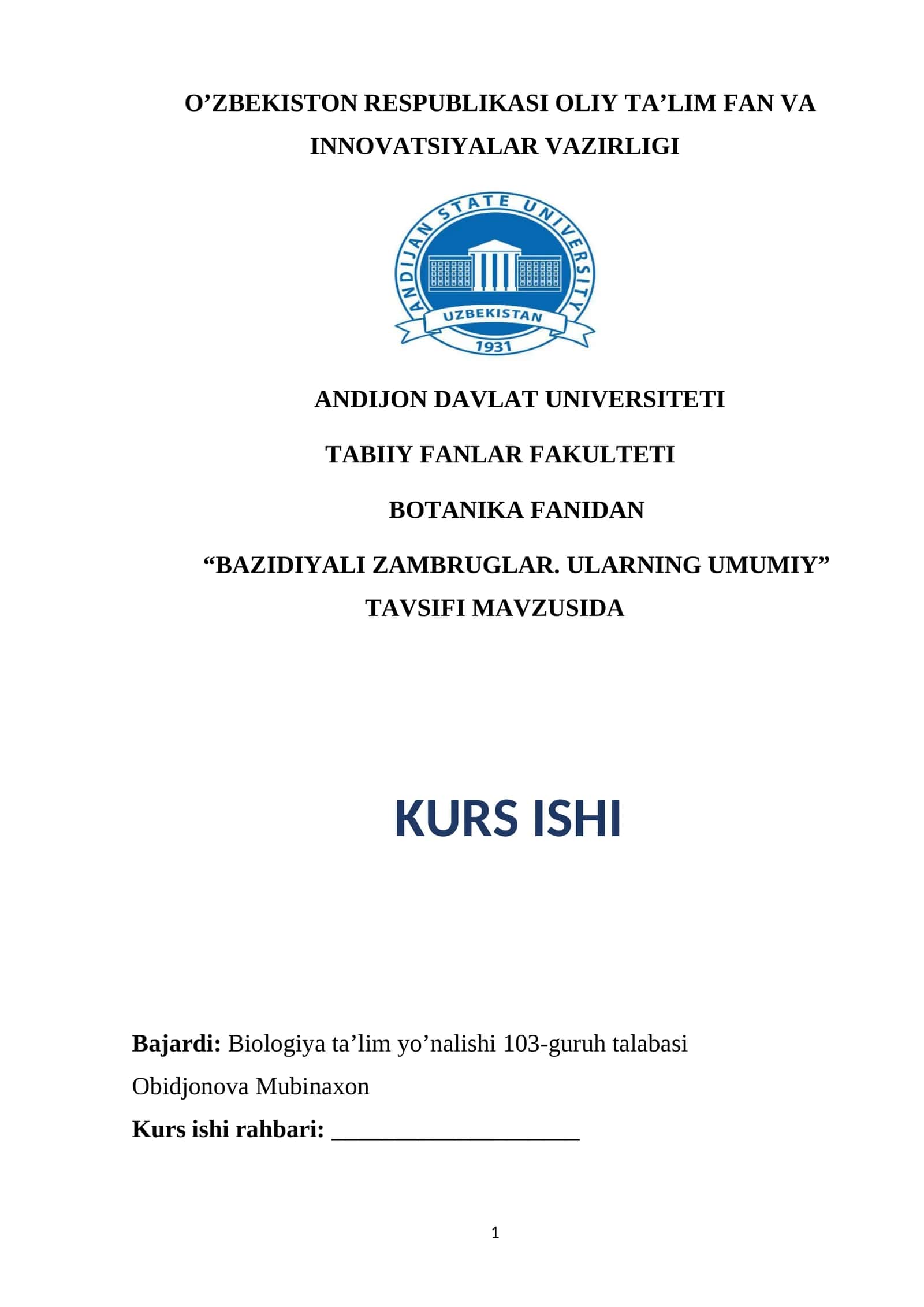 Bazidiyali zambrugʻlar. Ularning umumiy tavsifi 1