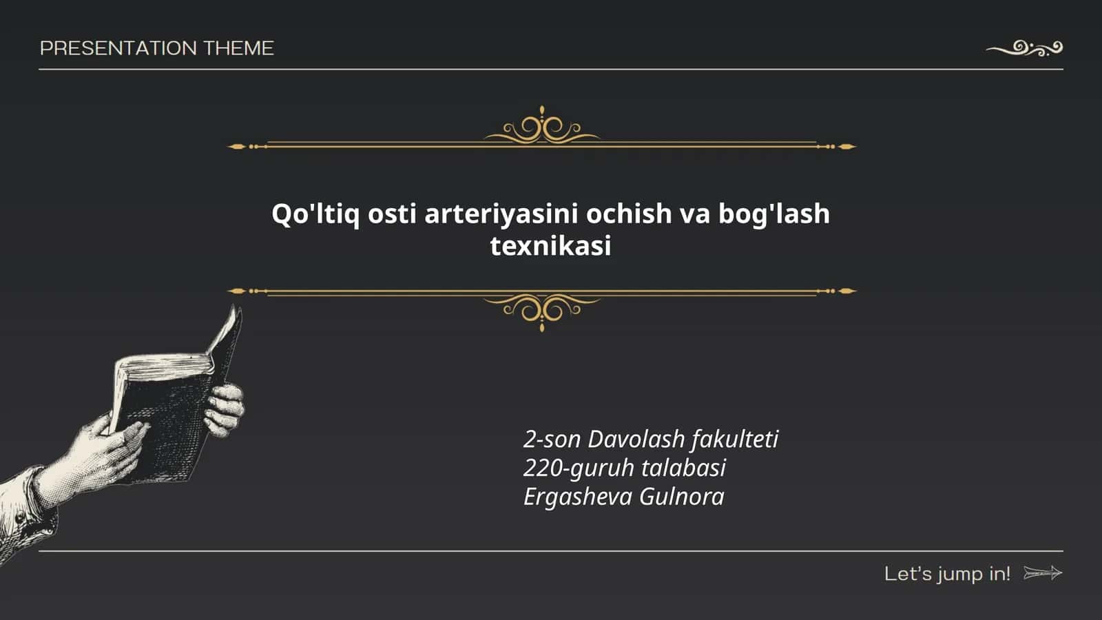 Qo'ltiq osti arteriyasini ochish va bog'lash texnikasi 1