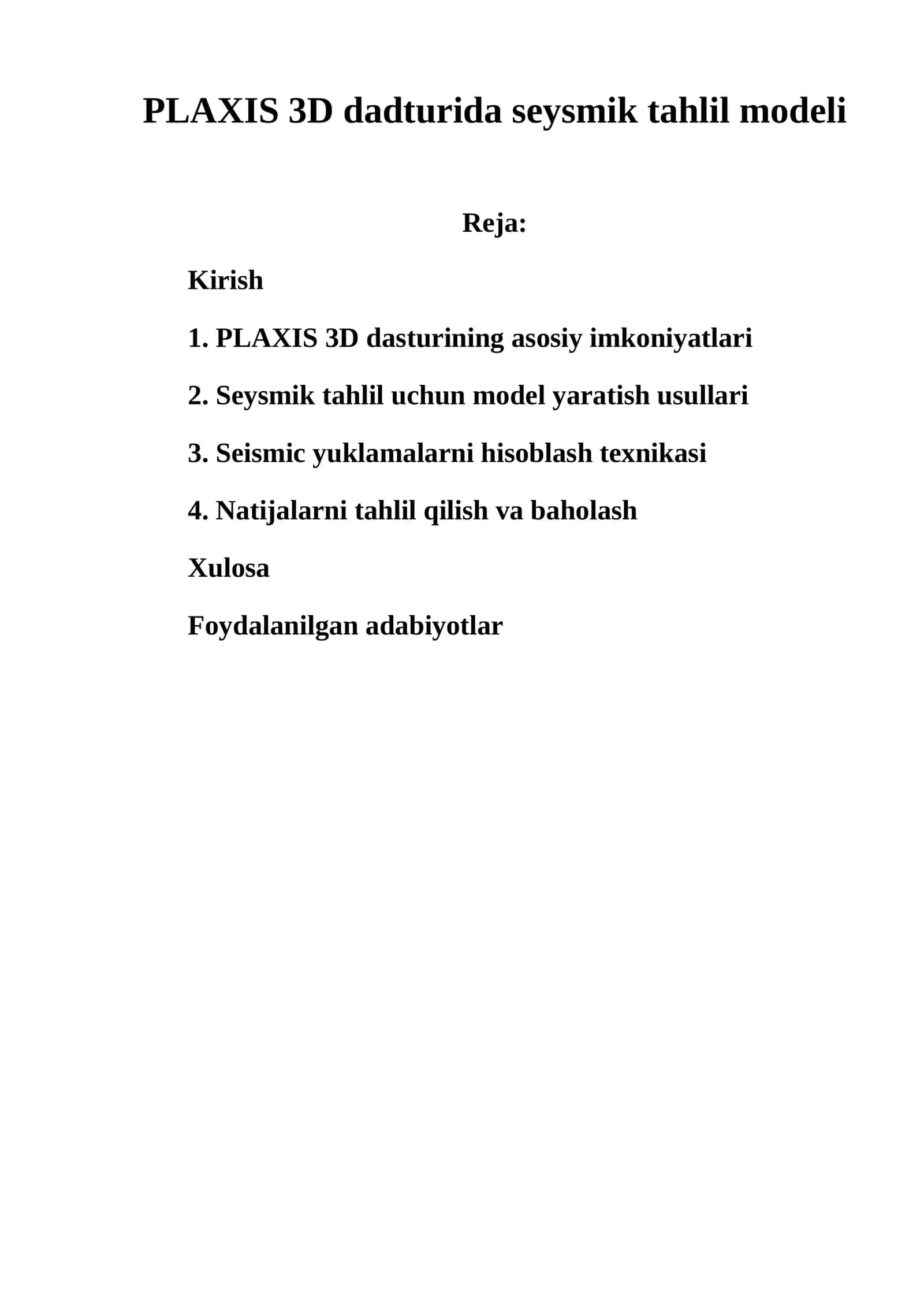 Seysmik tahlil modeli 1