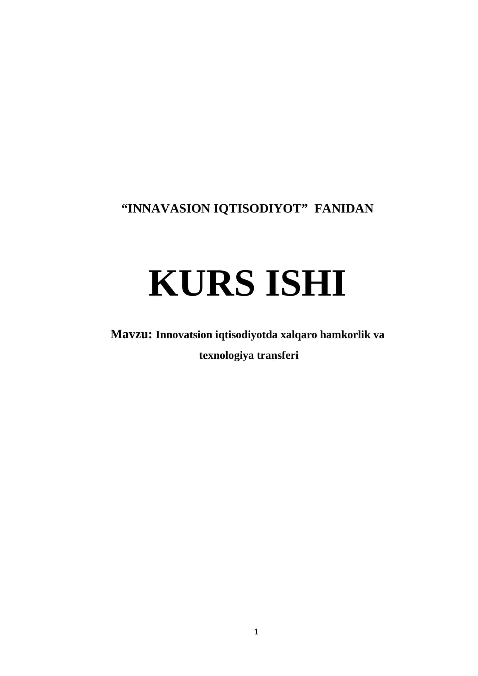 INNAVASION IQTISODIYOT KURS ISHI 1