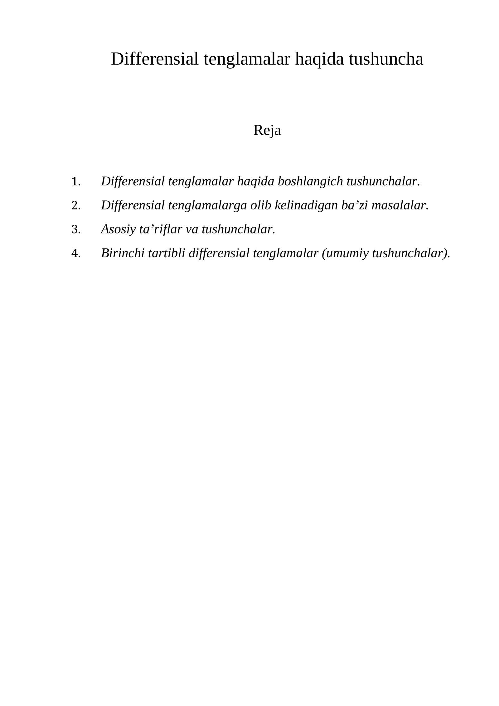 Differensial tenglamalar haqida tushuncha 1