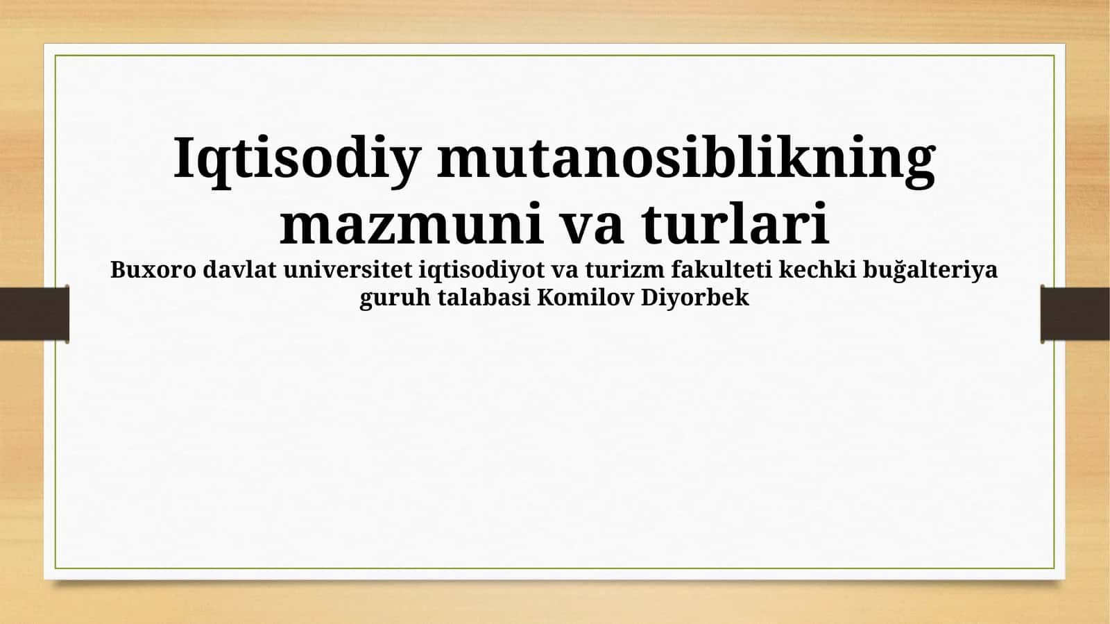 Iqtisodiy mutanosiblikning mazmuni va turlari 1