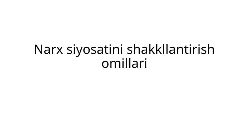Narx siyosatini shakkllantirish omillari krossvord 1