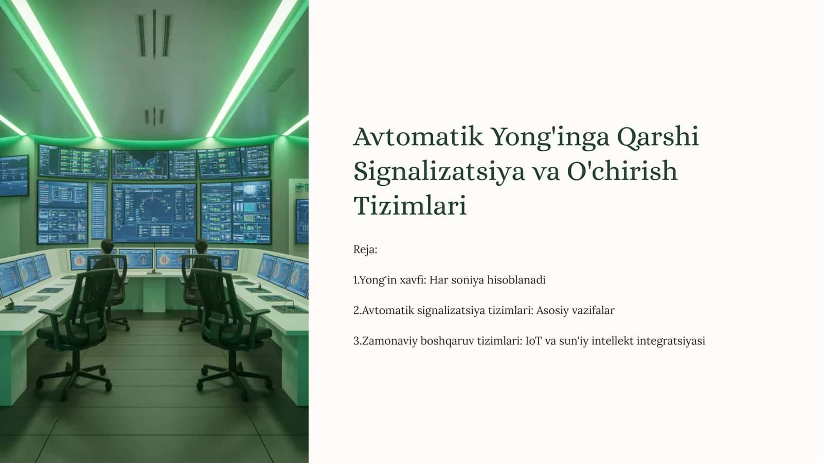 Avtomatik Yong'inga Qarshi Signalizatsiya va O'chirish Tizimlari 1