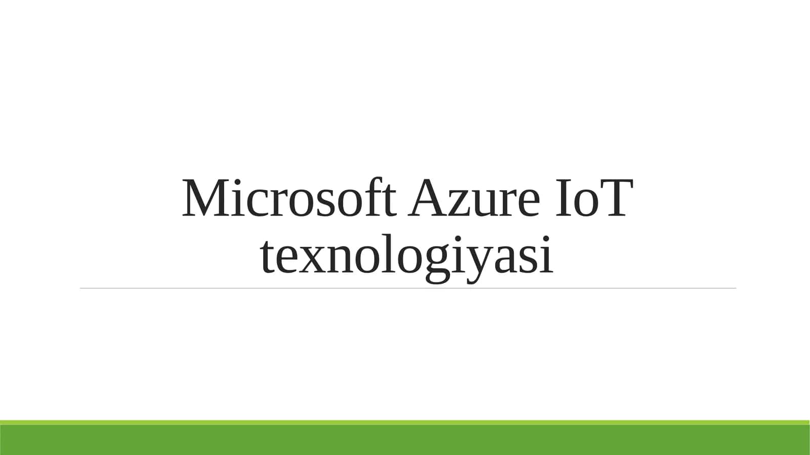 Microsoft Azure IoT texnologiyasi 1
