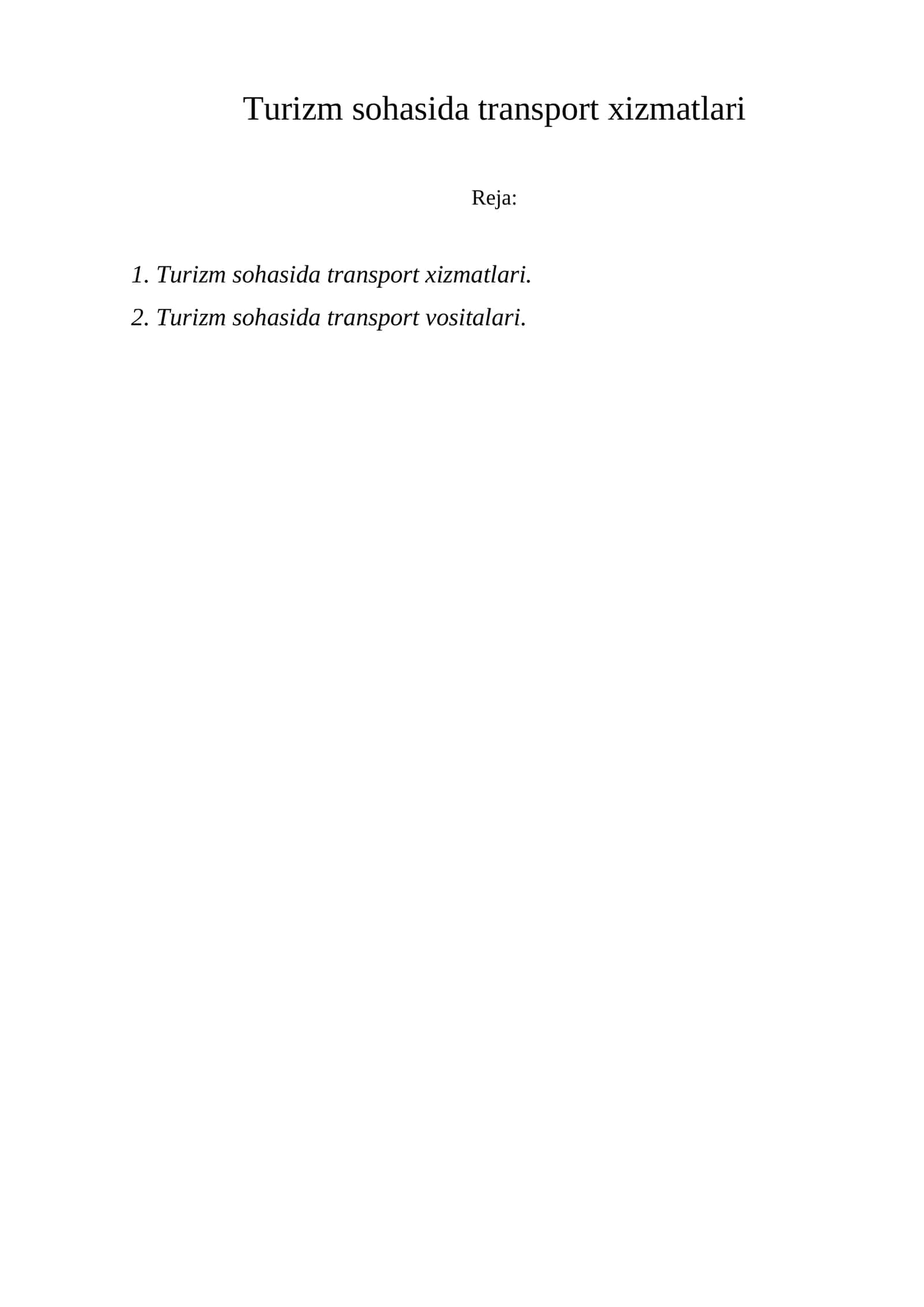 Turizm sohasida transport xizmatlari 1