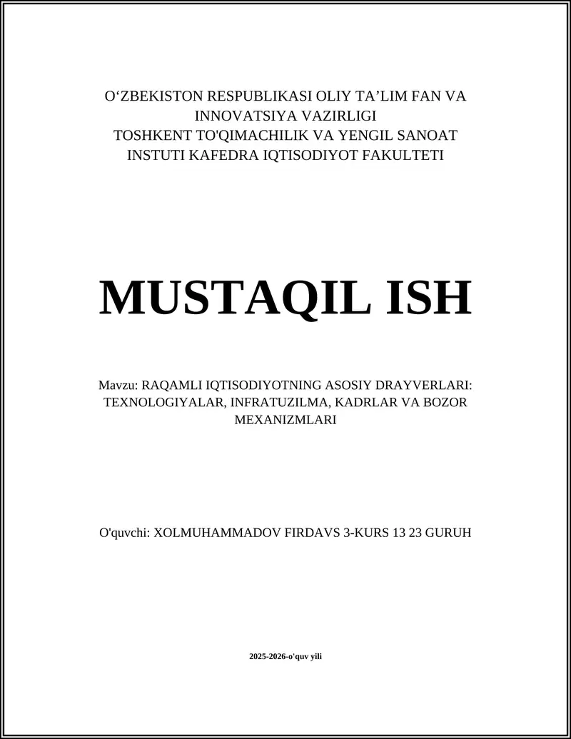 RAQAMLI IQTISODIYOTNING ASOSIY DRAYVERLARI 1