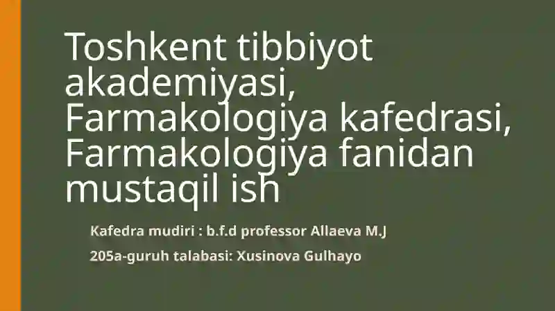 FITOPREPARATLAR VA ULARNING QO’LLANISHI